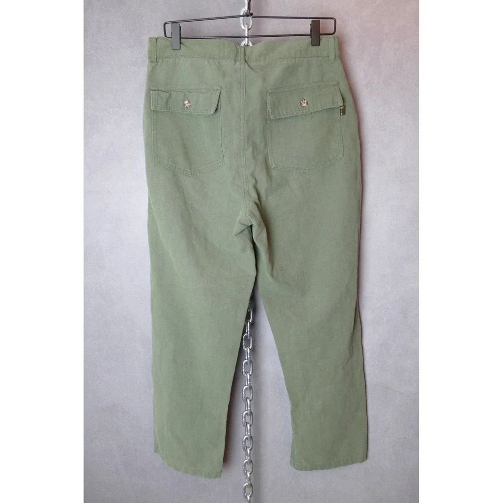 M/SF/T Mad Minds Utility Pants Mens M Olive Green Cotton‎ Linen Blend Casual